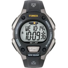 Timex T5e901 Ironman Triathlon Mid-size Black & Grey 30 Lap Memory Sports Watch