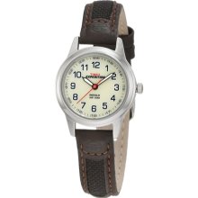 Timex Women's Field T41181 Brown Leather Quartz Watch with White Dial