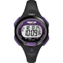 Timex Women's T5K523 Ironman Traditional 10-Lap Black/Purple Watch