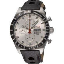 Tissot Men's Swiss Automatic Power Reserve Tachymeter Chronograph Leather Strap Watch