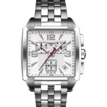 Tissot T0055171127700 Quadrato Chronograph White Dial Steel Mens Watch $650