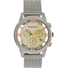 Tommy Bahama Mens Grenada Chronograph Stainless Watch - Silver Bracelet - Beige Dial - TB3056