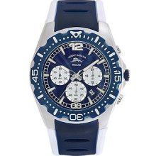 Tommy Bahama Mens Relax Beachcomber Chronograph Stainless Watch - Two-tone Rubber Strap - Blue Dial - RLX1159
