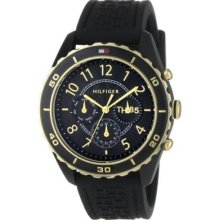 Tommy Hilfiger Black Silicone Gold Accent Womens Watch 1781103