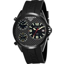Torgoen T8 Zulu Time Watch - Black Strap, Black Steel Case, Black Carbon Fiber Face