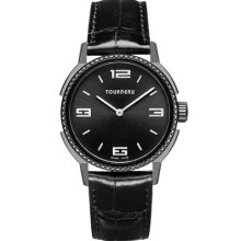 Tourneau Womens Watch Tny Series Diamonds Thin Large Dial Black $2,600.00