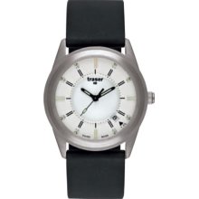 Traser Mens Classic Translucent Stainless Watch - Black Rubber Strap - White Dial - T4302.84C.E3A.08