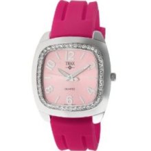 Trax Women's TR1740-PP Malibu Fun Pink Rubber Pink Dial Crystal