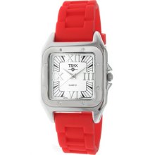 Trax Womens Tr5132-wr Posh Square Red Rubber White Dial Watch