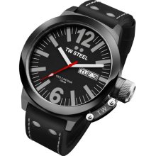 TW Steel CEO Canteen 45 MM Black Leather Strap Mens Watch CE1031