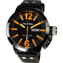 TW Steel CEO Canteen 50 MM Black and Orange Dial Mens Watch CE1028