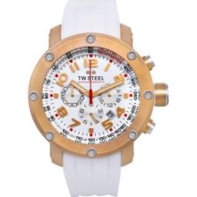 TW Steel Men's Classic Quartz Chronograph White Dial & White Rubber Strap Watch