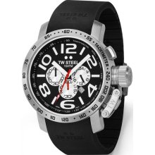 TW Steel Men's Large Steel Black Dial Strap Chrongraph TW41