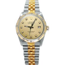 Two tone jubilee Rolex date just watch champagne diamond dial bezel pearl master