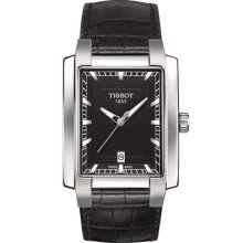 TXL Women's Quartz Watch - Black Index Dial With Black Leather Strap