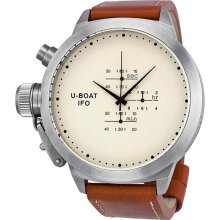 U-Boat IFO Crono Beige Dial Brown Leather Strap Mens Watch 312