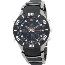 U.s. Polo Assn. Men S Us8163 Analog-digital Black Dial Gun Metal Watch Bracelet