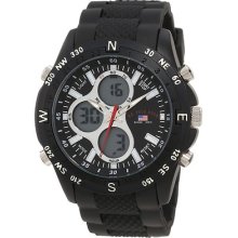 U.s. Polo Assn. Men's Us9140 Black Rubber Strap Analog Digital Watch