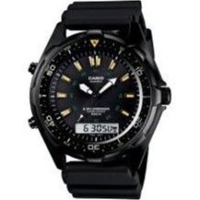 unisex AMW360B-1A1Mns Dual Time Blk Analog Blk dial,, daily alar ...
