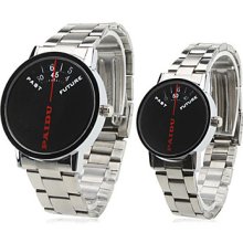 Unisex Couple Style Steel Analog Quartz Wrist Watch (Silver)
