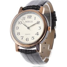 Unisex Elegant Business Design Analog Leather Quartz Wrist Watch (Black)