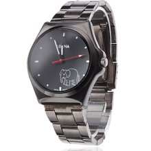 Unisex Elephant Steel Analog Wrist Quartz Watch (Black)