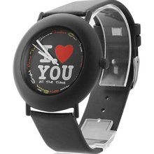 Unisex Leather Analog Quartz Wrist Watch 0687T (Black)