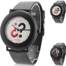 Unisex Leather Analog Quartz Wrist Watch 0687l (Black)