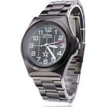 Unisex Pentagram Steel Analog Quartz Wrist Watch (Black)