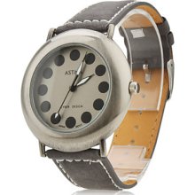 Unisex PU Analog Quartz Wrist Watch 0687 (Grey)