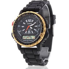 Unisex PU Analog Quartz Wrist Sports Watch (Black)