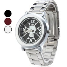 Unisex Skull Design Steel Quartz Analog Wrist Watch (Assorted Colors)