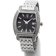 Unisex Stainless Steel Pave Crystal Bracelet Watch
