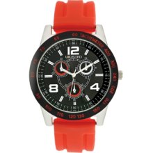 Unlisted Watch, Mens Chronograph Red Rubber Strap 46mm UL1203
