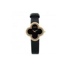 Van Cleef Vintage Alhambra Onyx and 18K Yellow Gold Watch