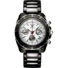 Versace Watches Ceramic Round Automatic Chronograph Watch In Black & W