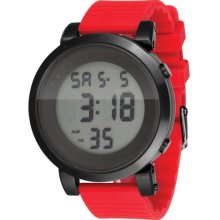 Vestal Mens Doppler Digital Stainless Watch - Red Rubber Strap - Digital Dial - DDDS03
