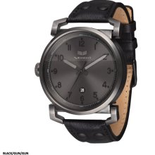 Vestal Observer Leather Watch - Black/Gun/Gun OB3L002