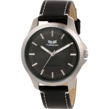 Vestal Womens Heirloom Analog Stainless Watch - Black Leather Strap - Black Dial - HER3L02