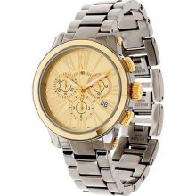 Vicence Chronograph Chrome Ceramic Link Watch 14K Gold - Yellow - One Size