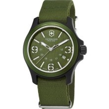 Victorinox 241514 Watch Mens Green Dial Nylon Fiber Middle Case Quartz Movement