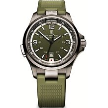 Victorinox 241595 Watch Night Vision Mens - Green Dial Stainless Steel Case Quartz Movement