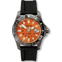 Victorinox Swiss Army Men's Swiss Quartz Orange Dial Unidirectional Rotating Bezel Rubber Watch