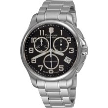 Victorinox Swiss Army Men's 241453 Silver Stainless-Steel Swiss Quartz Watch with Black Dial