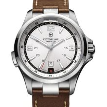 Victorinox Swiss Army Night Vision Steel Brown Leather Watch 241570