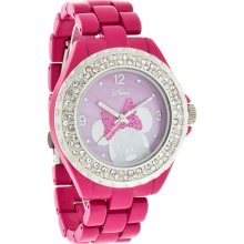 Walt Disney Minnie Mouse Ladies MOP Crystal Pink Bracelet Quartz Watch MN2002