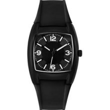 Watch Creations Unisex Square Black Dial Watch W/ Rubber Strap