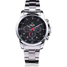 WEIDE Fashion Green Dial Silver Letter Stainless Steel LCD Quartz Watch W0048 - Silver - Stainless Steel