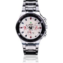 WEIDE Silver Chronograph Rings Stainless Steel Swizz Quartz Wrist Watch W0038 - Silver - Stainless Steel