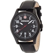 Wenger Terragraph Men's Quartz Watch With Black Dial Analogue Display And Black Leather Strap 010541101